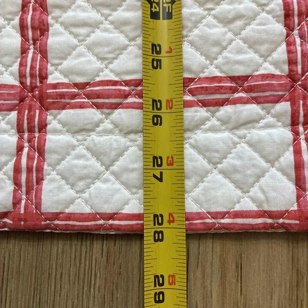 Nina Campell Home Pair Euro Pillow Shams 28x28 Red / White Check Quilted